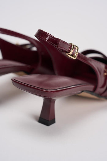 Slingback donna in vernice bordeaux - 5
