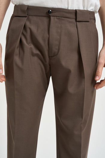 Pantalone uomo con pinces marrone - 5