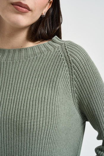 Maglia donna con spacchi verde militare - 4