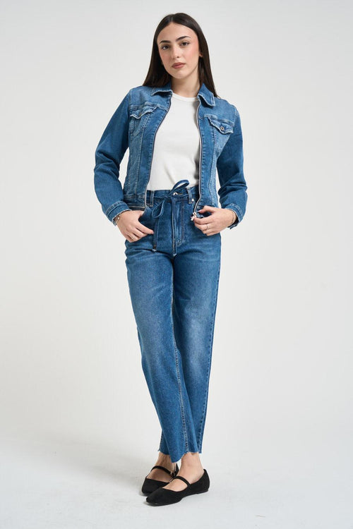 Giacca donna di jeans cropped blu