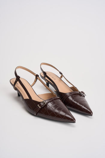 Slingback donna pitonate marrone - 3