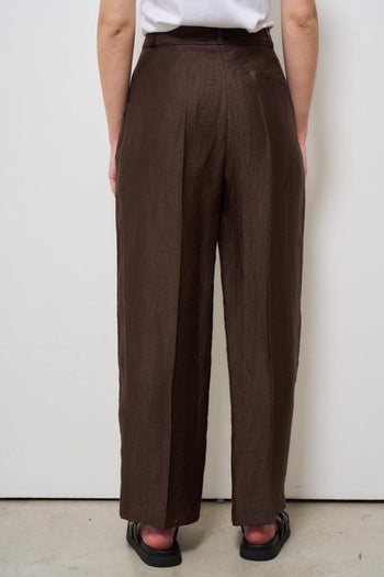 Pantalone donna a palazzo marrone - 5