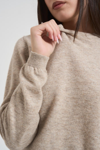 Maglia donna girocollo beige - 3