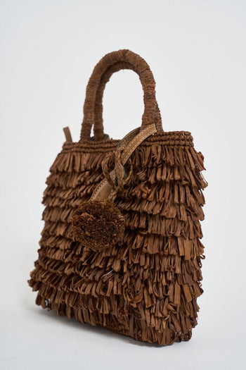 Borsa donna a mano in rafia marrone - 3