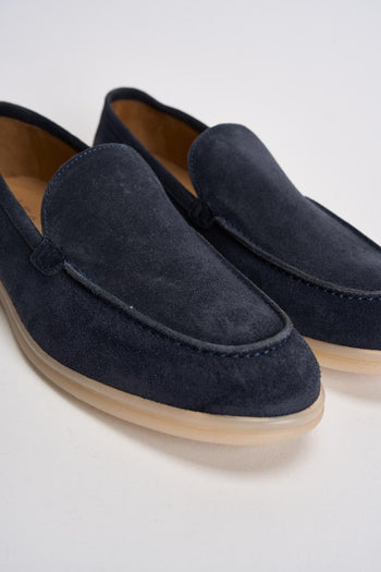 Mocassino uomo in suede blu navy - 4