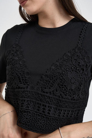 T-shirt donna cropped nera - 3