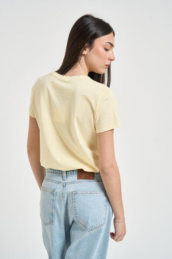 T-shirt donna girocollo giallo pastello - 3