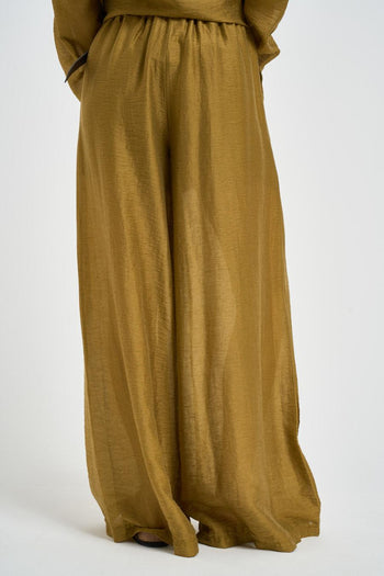 Pantalone donna satinato verde oliva - 3