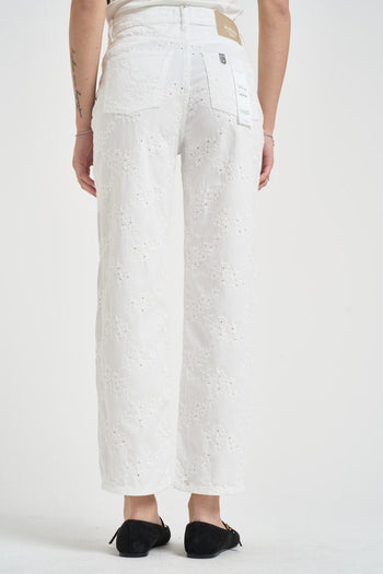 Jeans donna a sigaretta sangallo in denim bianco - 3