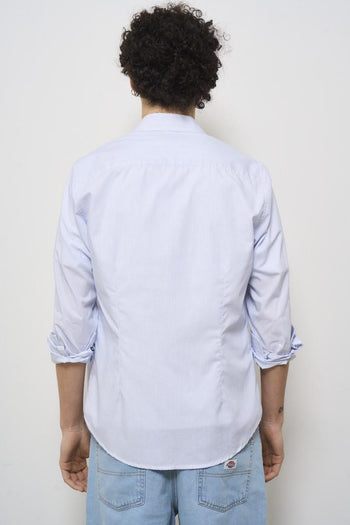 Camicia uomo a righe sottili celeste - 4