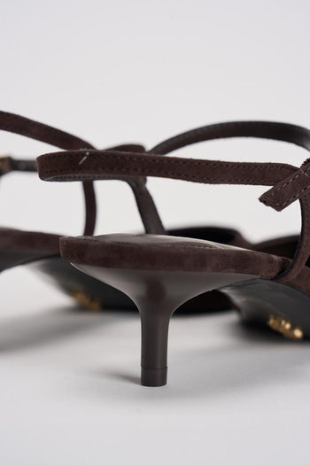 Slingback donna in suede marrone - 8