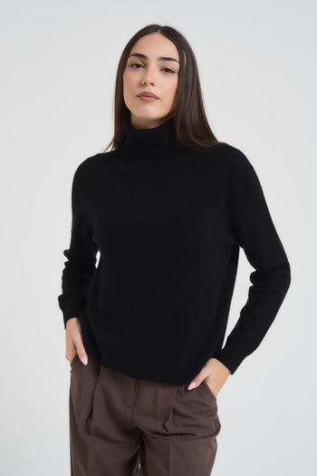 Maglia donna a collo alto nero - 3