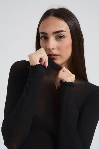 Maglia donna nera scollo a barca - 3