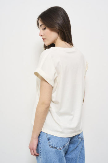 White women's t-shirt with front logo - 5
