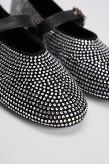 Ballerine donna nere con strass argento - 4