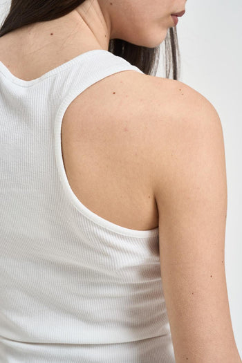 Top donna in cotone a costine bianco - 5