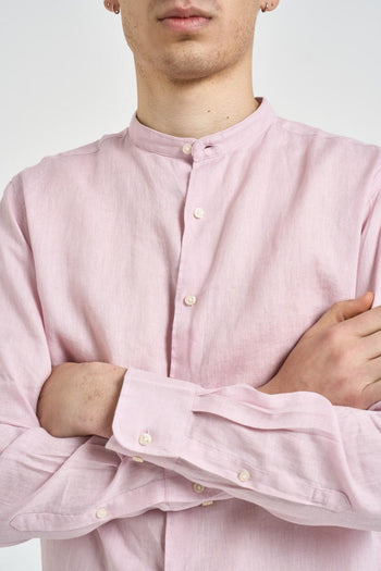 Camicia uomo rosa in lino - 5