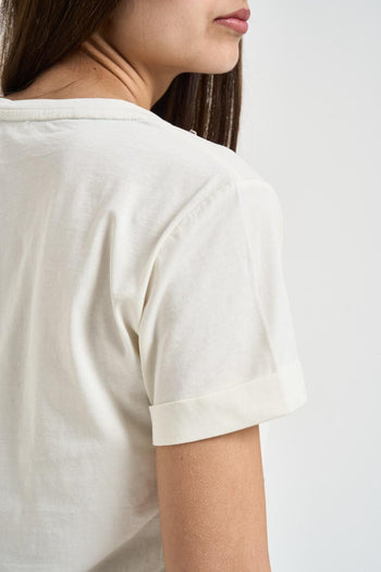 T-shirt donna con strass bianca - 4