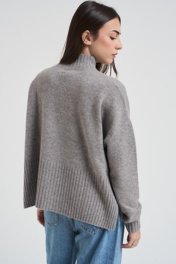 Maglia donna mezzo collo grigia - 3