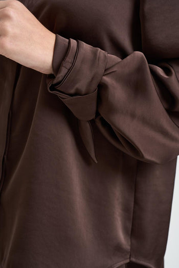 Camicia donna con fiocchetti marrone - 4