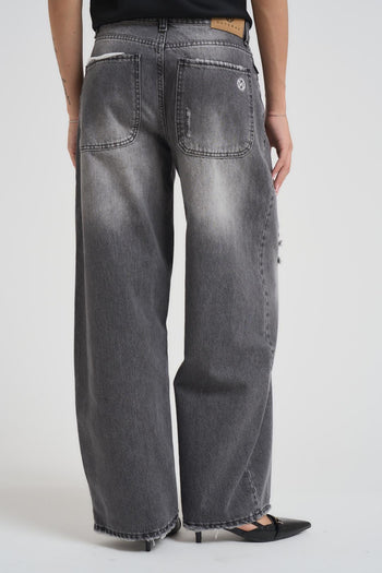 Jeans donna a palazzo in denim grigio chiaro - 5