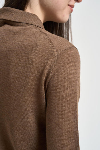 Polo donna in maglia marrone - 4