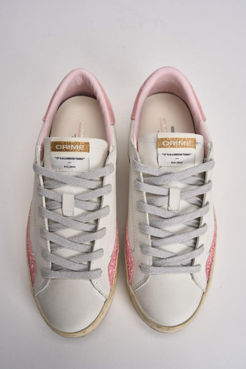 Sneakers donna bianche e glitter rosa - 6