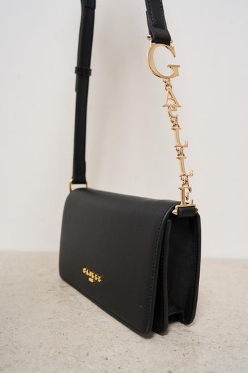 Borsa donna nera con accessorio logo tracolla - 5