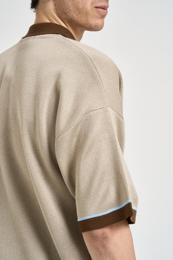 Camicia uomo in maglia beige e moro - 5