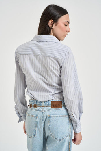 Camicia donna a righe celeste - 5
