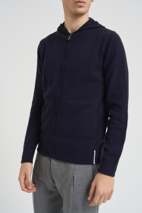 Maglia uomo con cappuccio blu - 2