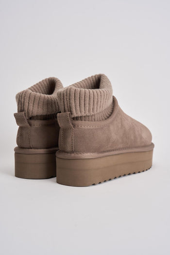 Stivale donna platform con calzino tortora - 6