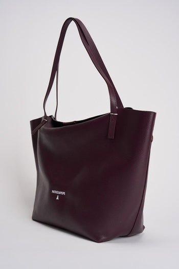 Borsa shopper donna in pelle bordeaux - 3