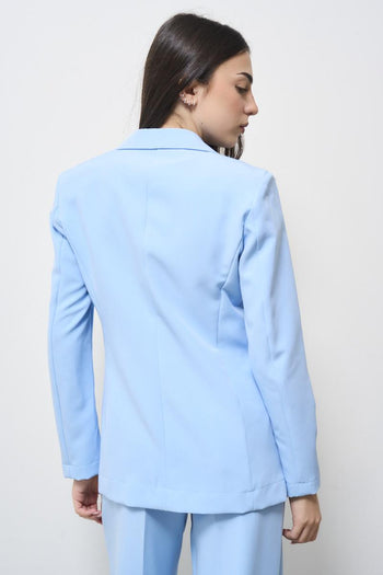 Light blue women's jacket with brooch - 6