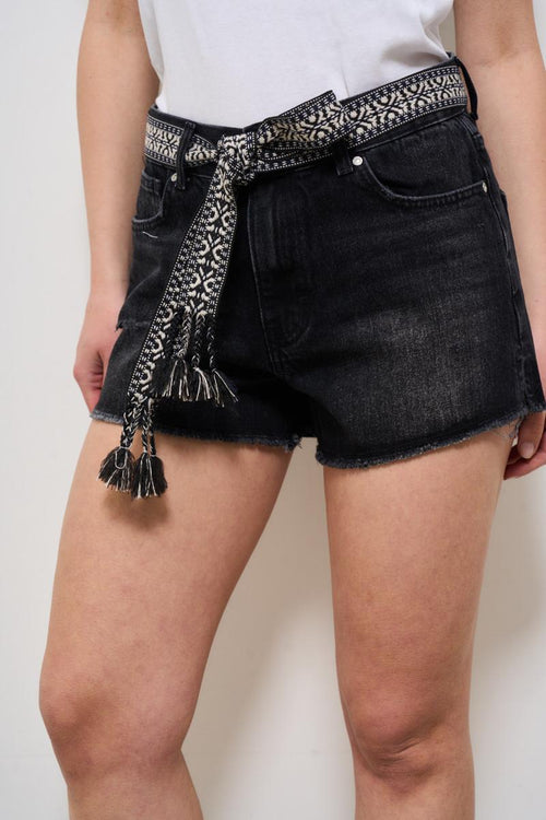 Shorts donna in denim nero - 2