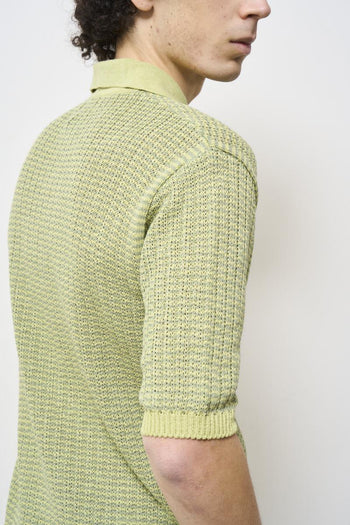 Polo uomo in maglia bicolor verde - 7