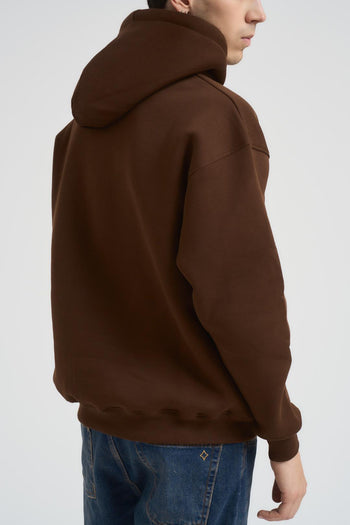Felpa uomo con cappuccio marrone - 4