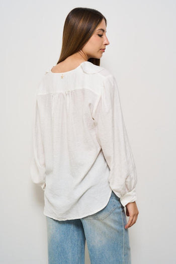 Blusa donna bianca con rouches - 3