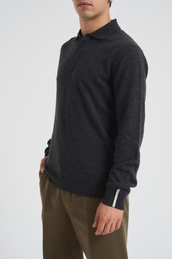 Polo uomo in maglia antracite - 4