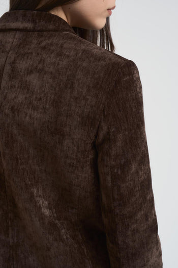 Giacca donna doppiopetto in velluto moro - 5