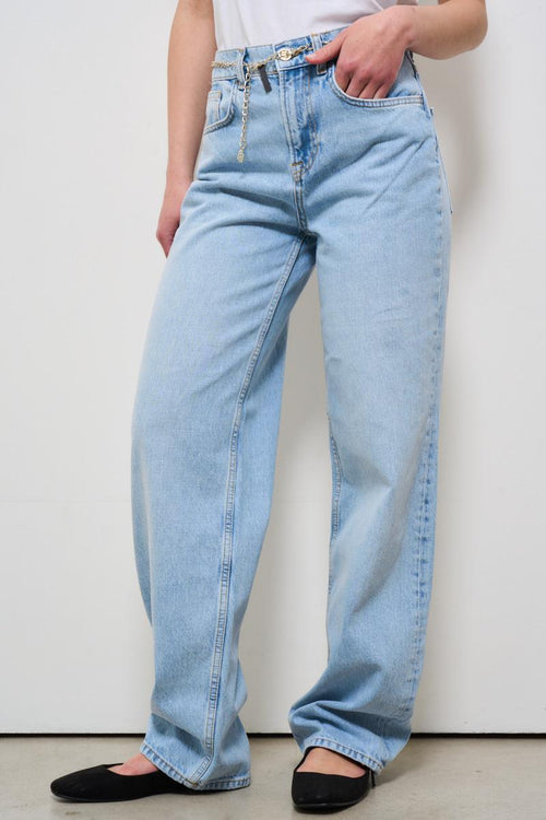 Jeans donna gamba dritta in denim chiaro - 2