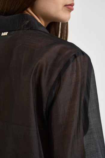 Camicia donna con nodo nera - 5