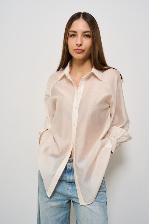 Camicia donna over bianca con fiocco
