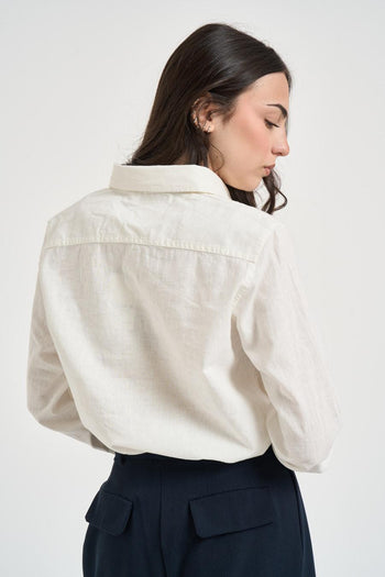 Camicia donna in lino bianca - 3