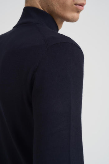 Maglia uomo con zip blu - 4