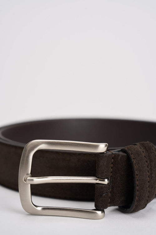 Cintura uomo in suede marrone - 2