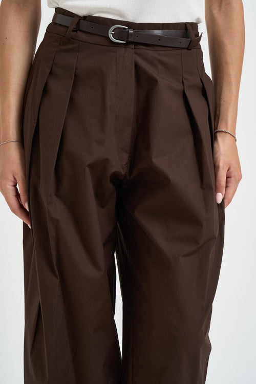 Pantalone donna barrel fit marrone - 2