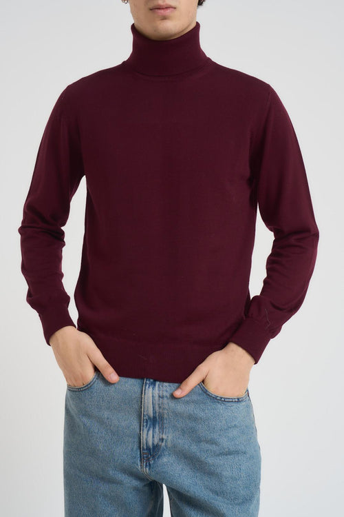 Maglia uomo collo alto bordeaux - 2