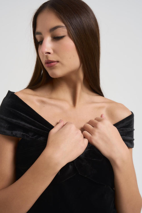 Body donna con scollo a V nero - 2