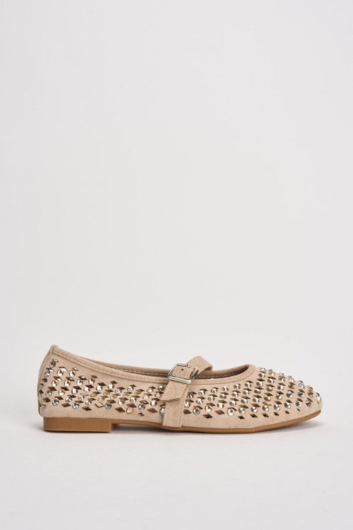 Ballerina donna con strass beige